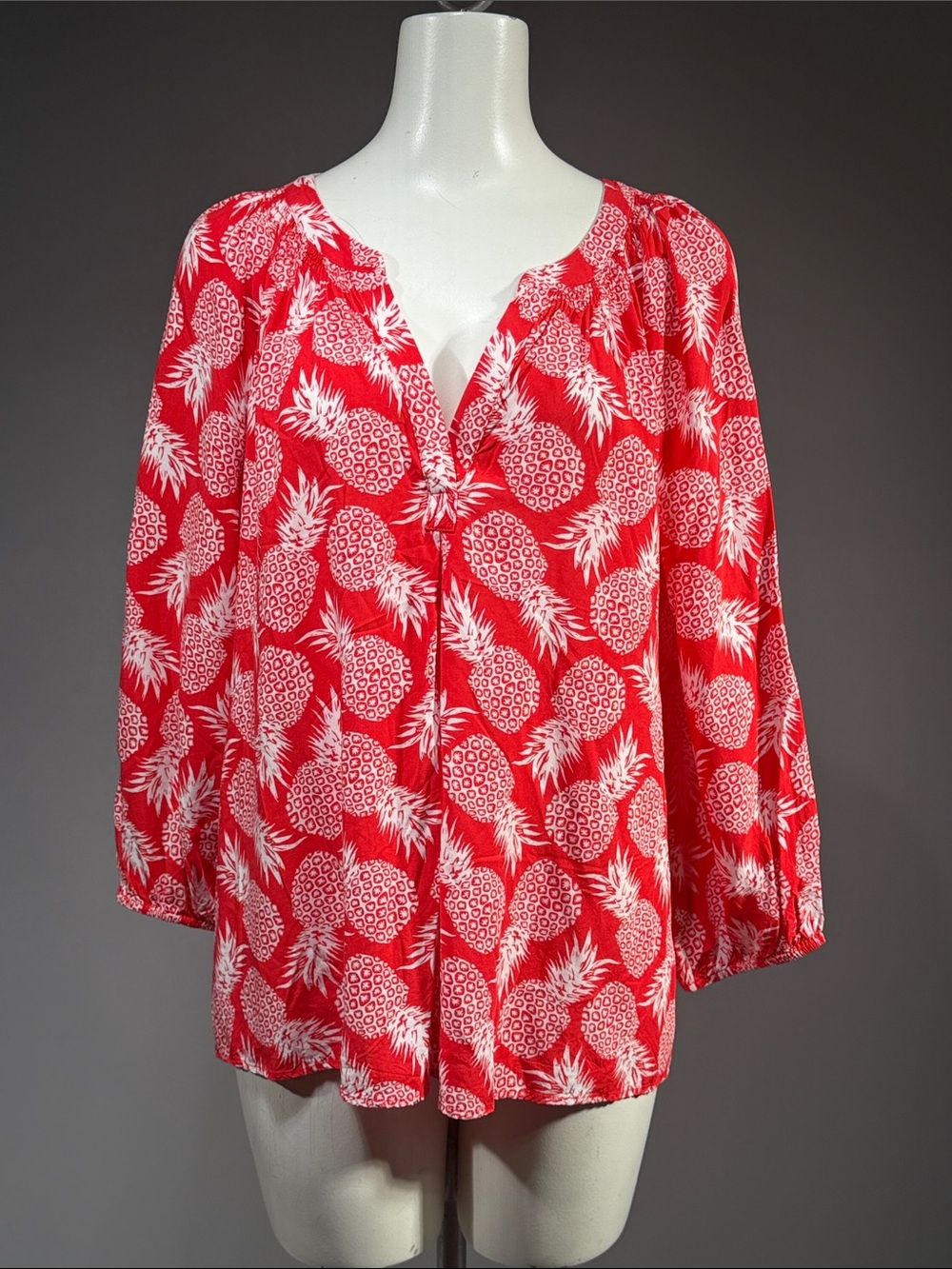 crown & ivy Red Pineapple-Print V-Neck Tunic (r7)